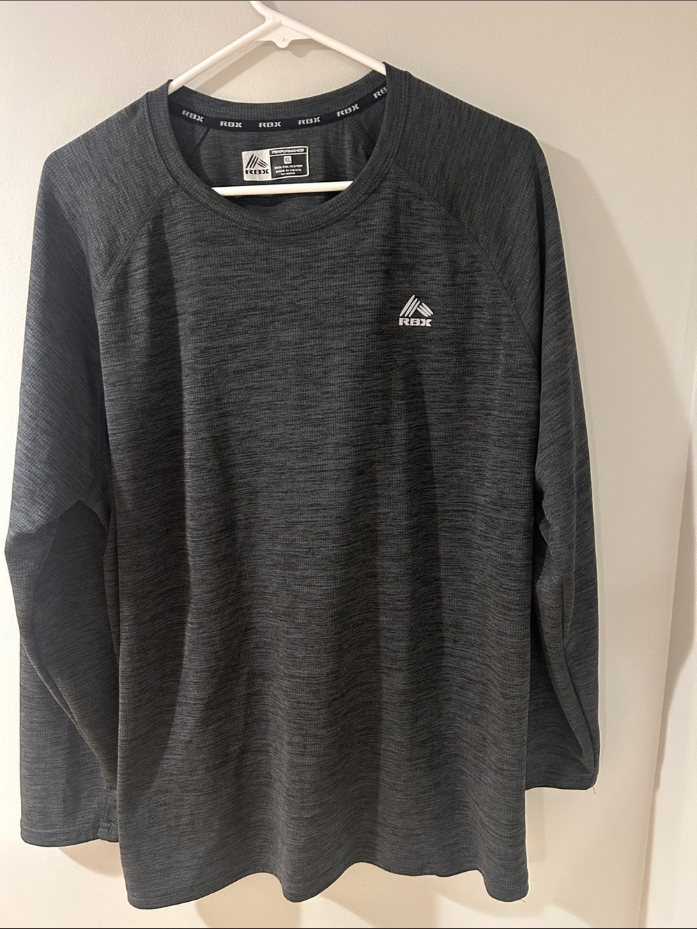 Reebok Men’s Dark Charcoal Heather Long-Sleeve Crew